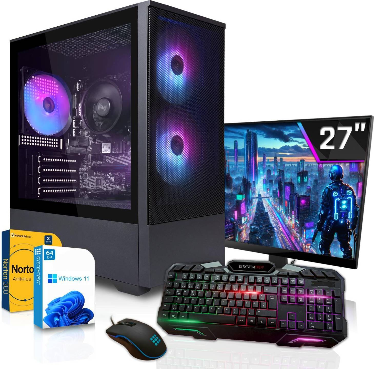 Systemtreff Gaming Komplett Set Core i5 12500 AMD Radeon RX 7600