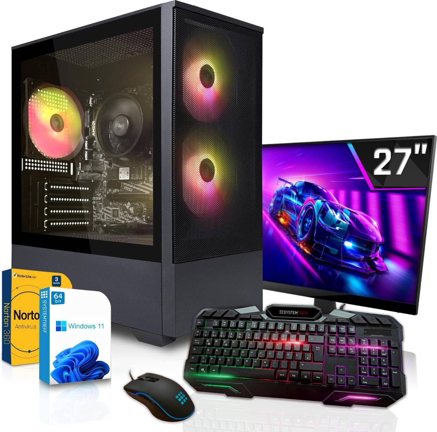 Systemtreff Gamer Komplett PC Ryzen 5 5500 AMD Radeon RX 7600