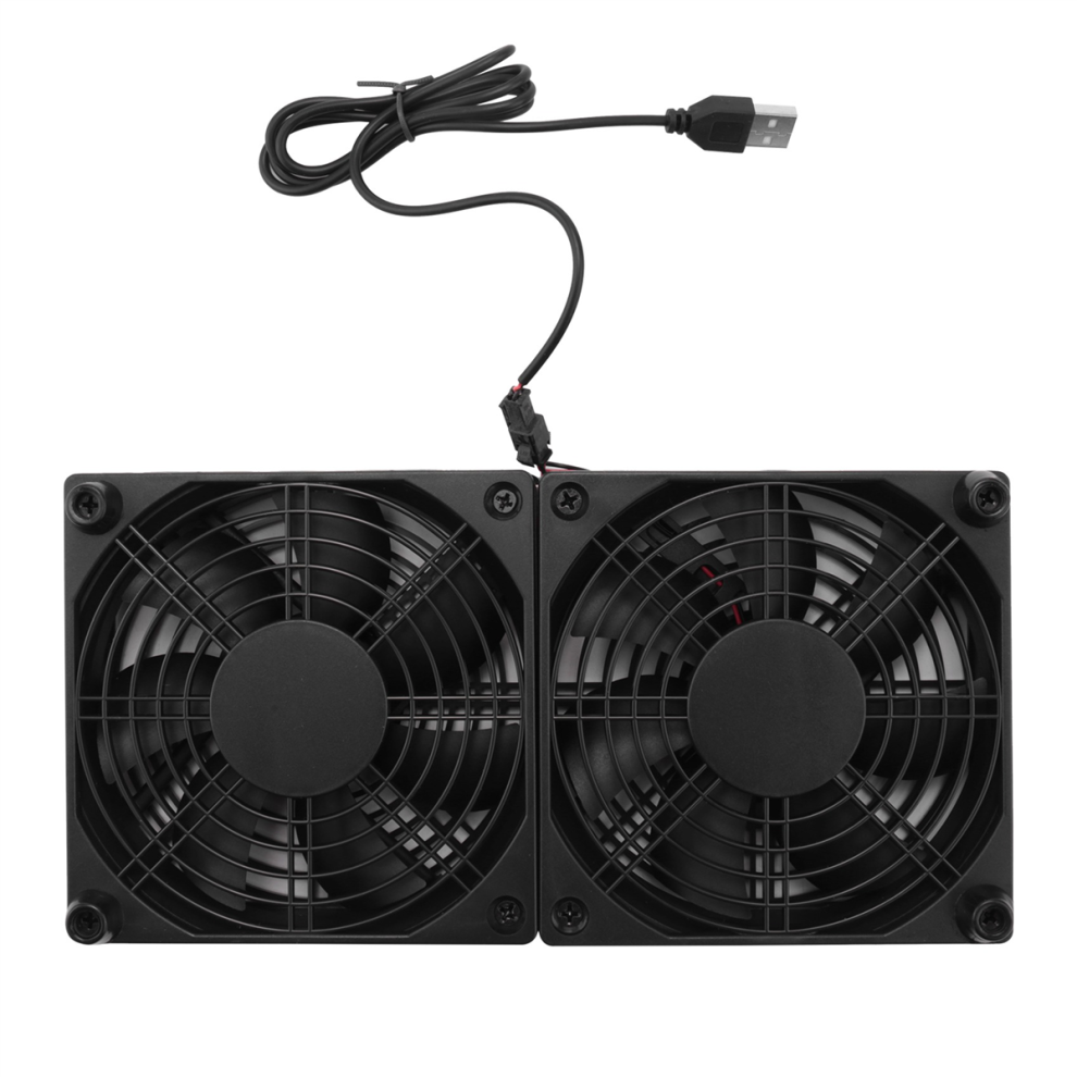 Exogio 120Mm 5V USB Powered PC Router Dual Fans
