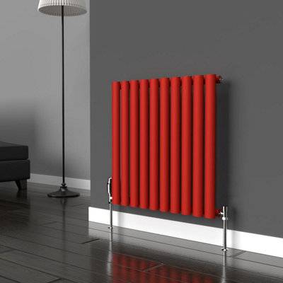 Lux Heat Oval Horizontal Coloured Radiator Poppy Red