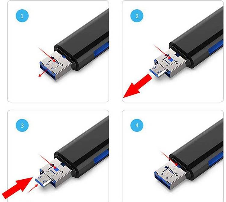 4X 5-In-1 Multifunctional OTG Card Reader