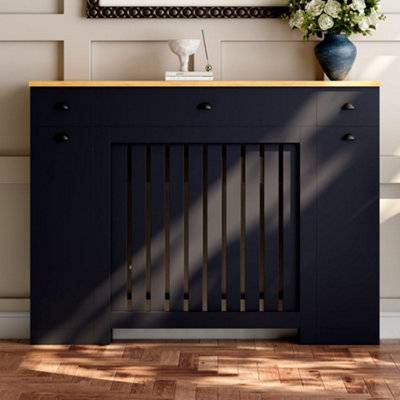 Agnite Radiator Cover Vertical Slat Storage Drawers