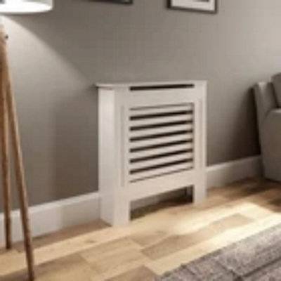 B&Q Radiator Cover Small White Horizontal Pattern