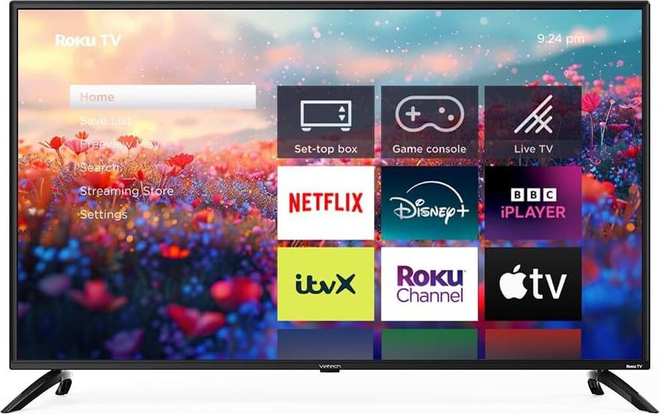 32 inch 4k tv VELTECH 32 Inch Smart Roku TV Bezel Light