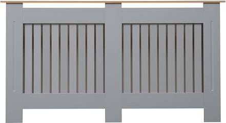 Large Radiator Cover Vertical Slats Grey Oak
