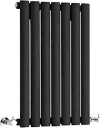 Black Horizontal Single Oval Panel Radiator