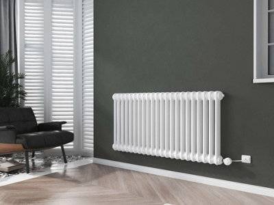 G-Rad White Electrical Column Horizontal Cast Iron Radiator