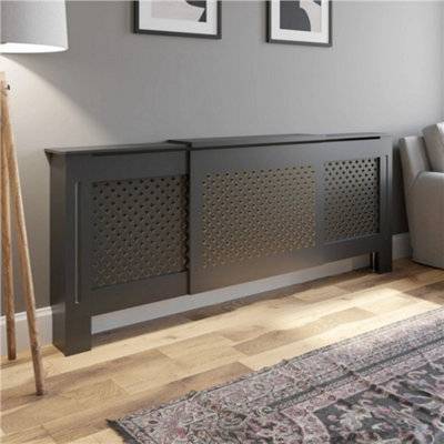 B&Q Radiator Cover Adjustable Anthracite Cross Pattern