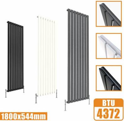 B&Q Flat Panel Vertical Designer Radiator Matte Black