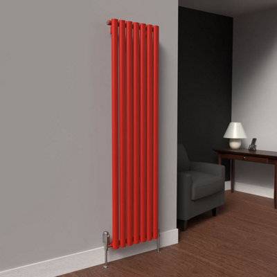 Lux Heat Oval Coloured Vertical Radiator Poppy Red