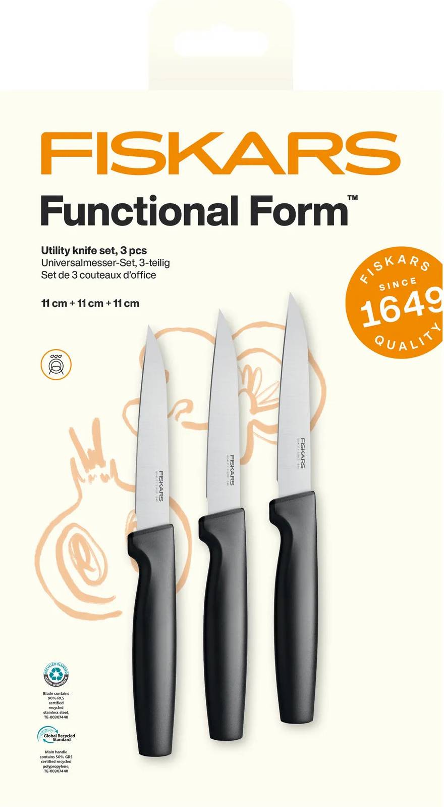 Fiskars Functional Form Universalknivset Rostfritt Stål 3 Delar
