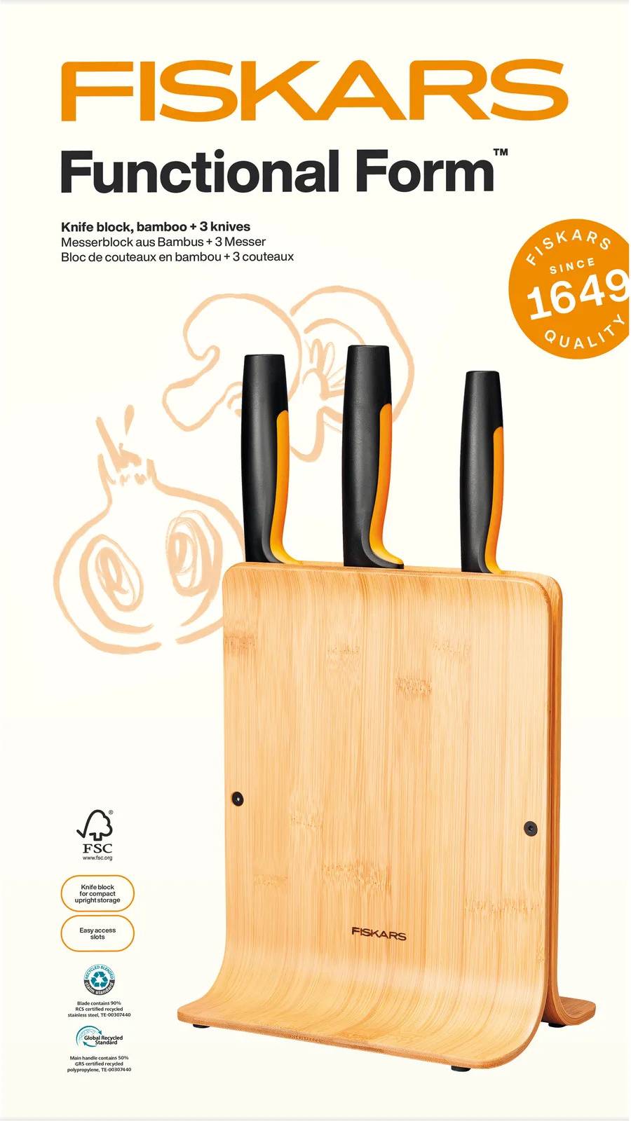 Fiskars knivset Fiskars Functional Form Messer Set 4-teilig