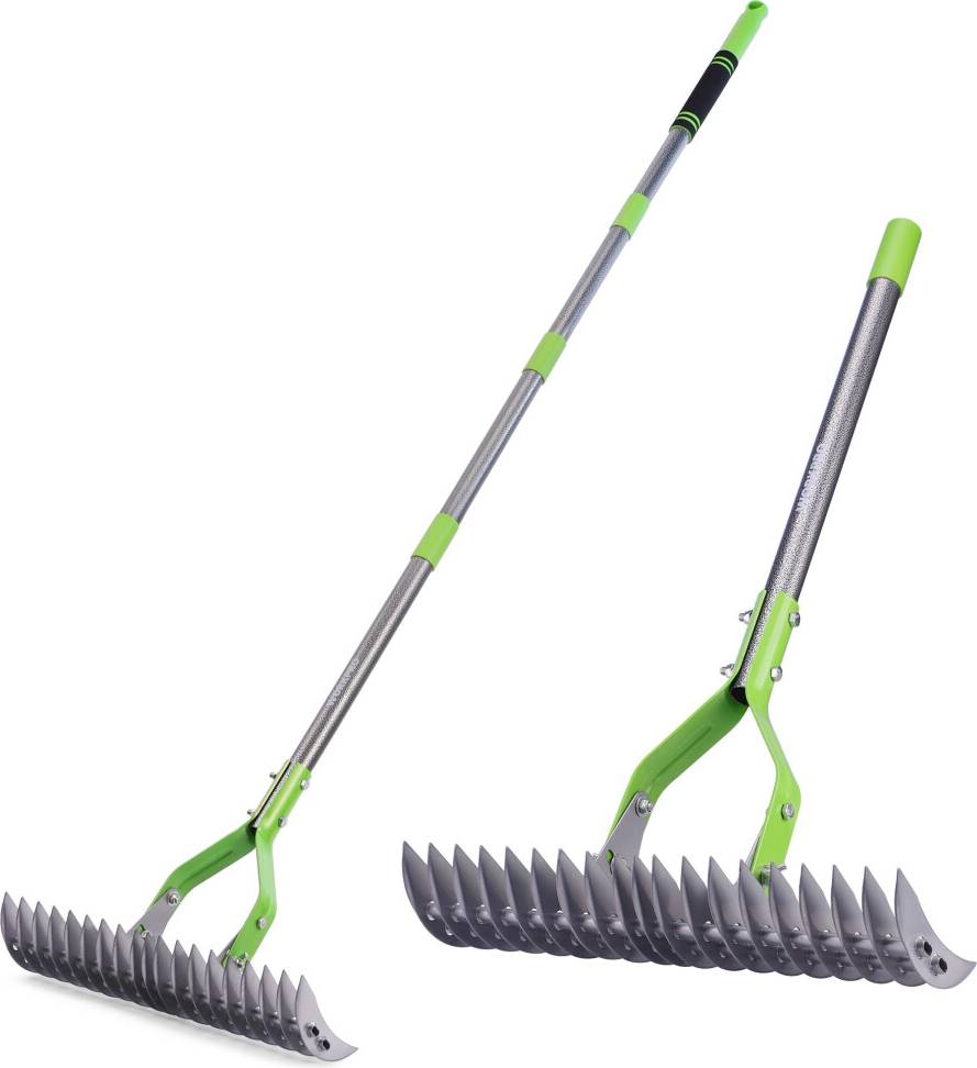 WORKPRO 178 CM Lawn Thatch Rake with Adjustable Handle
