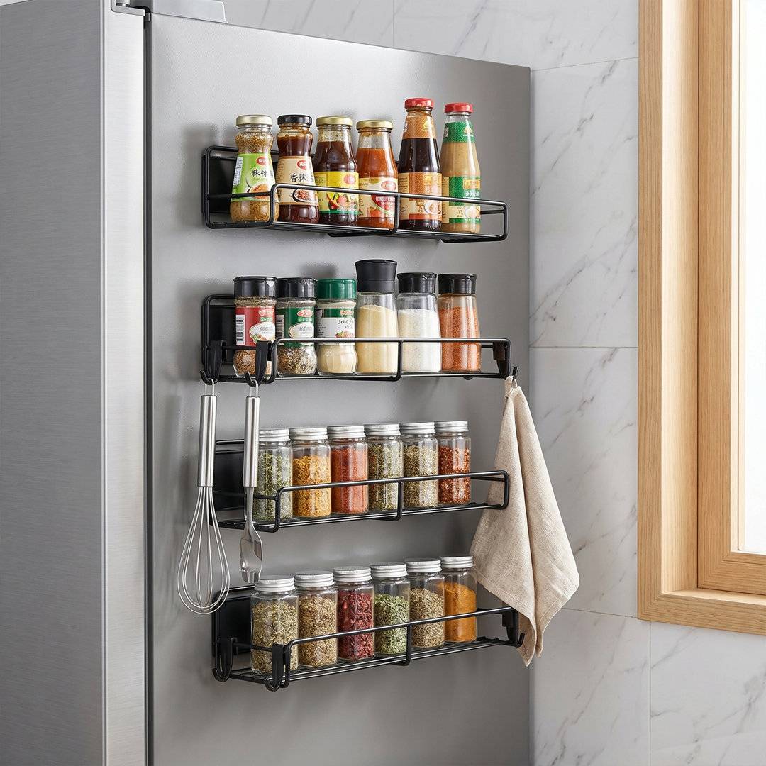 4-Pack Magnetic Fridge Spice Storage Rack