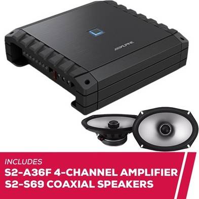 4 channel car amplifier Alpine S2-a36f 60w Rms 4-Channel Car Amplifier