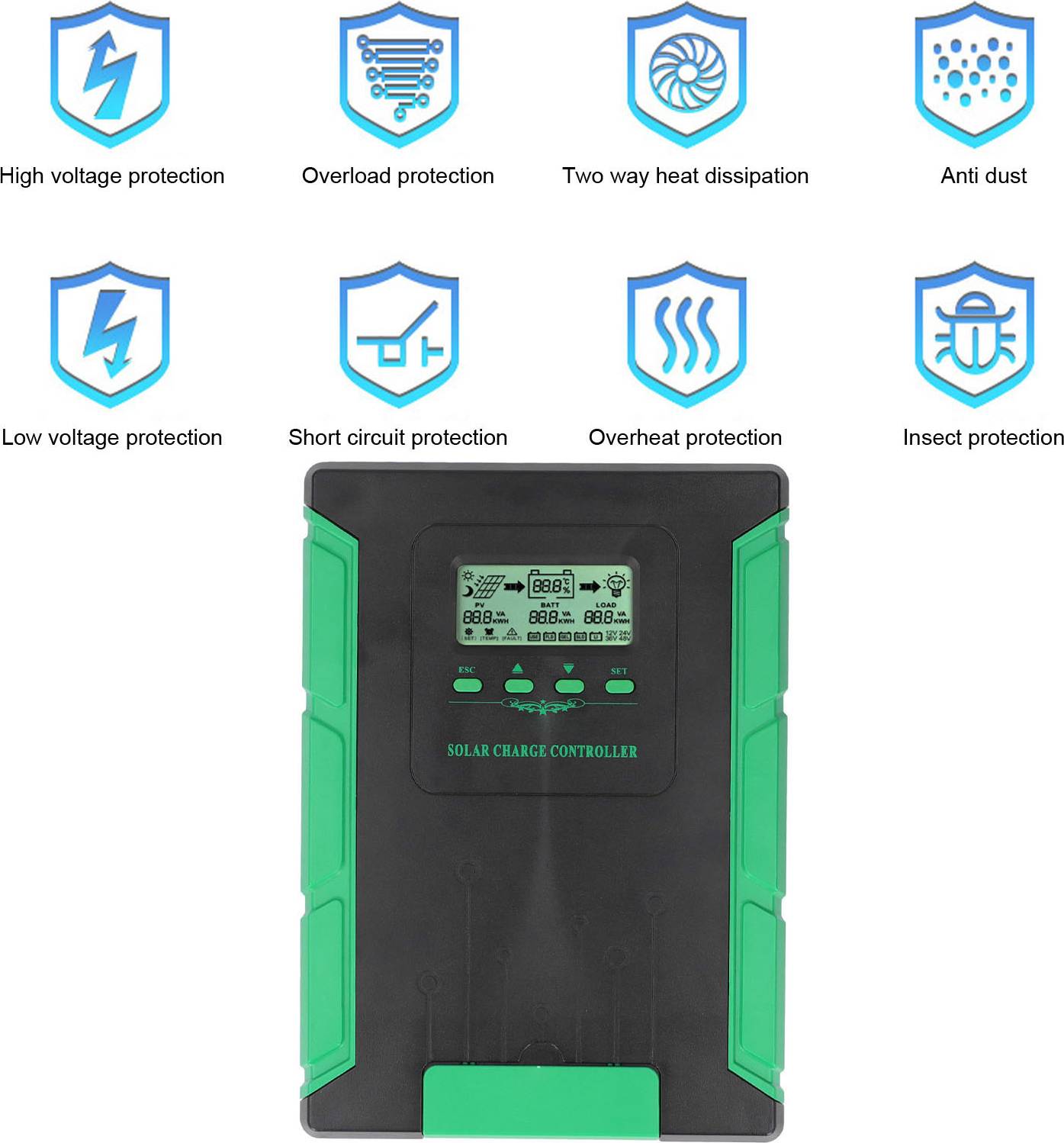 Mppt Solar Charging Controller Lcd Display