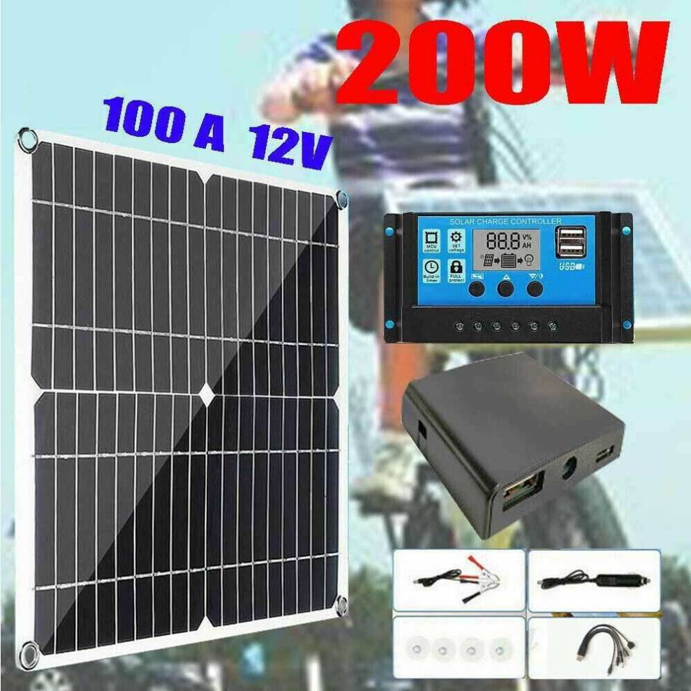 Solar Panel Kit 200W 100A 12V Controller Set