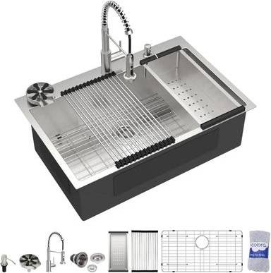 Drop in workstation sink 33 Drop-In Workstation Kitchen Sink Set