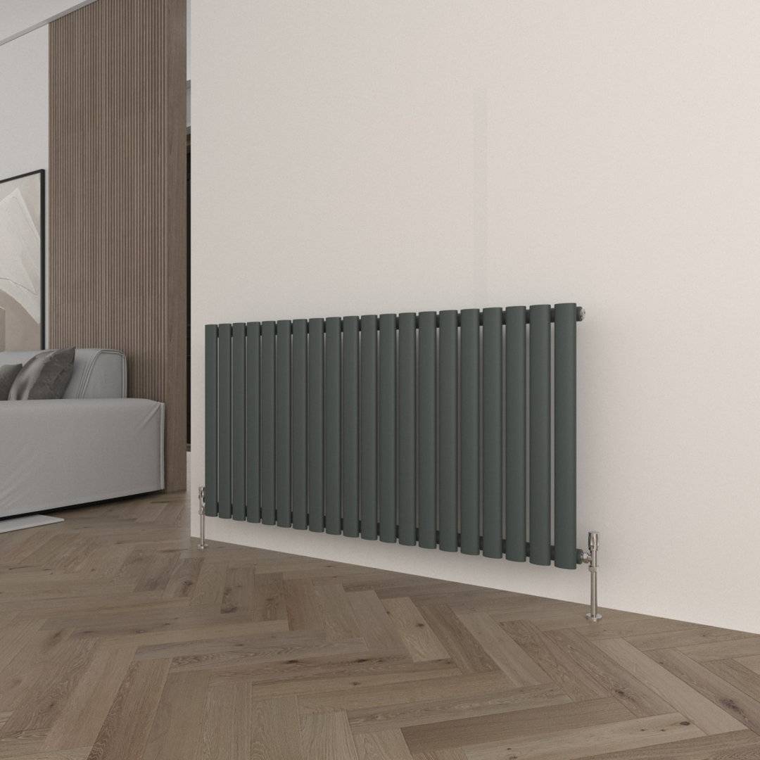 Ebern Designs Horizontal Oval Panel Radiators Grey