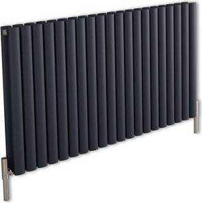 Anthracite Horizontal Double Oval Panel Aluminium Designer Radiator