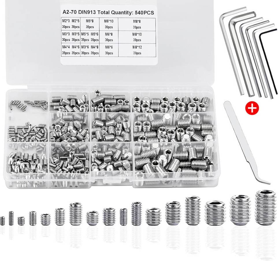 Hexagon Headless Screw Assortment Kit