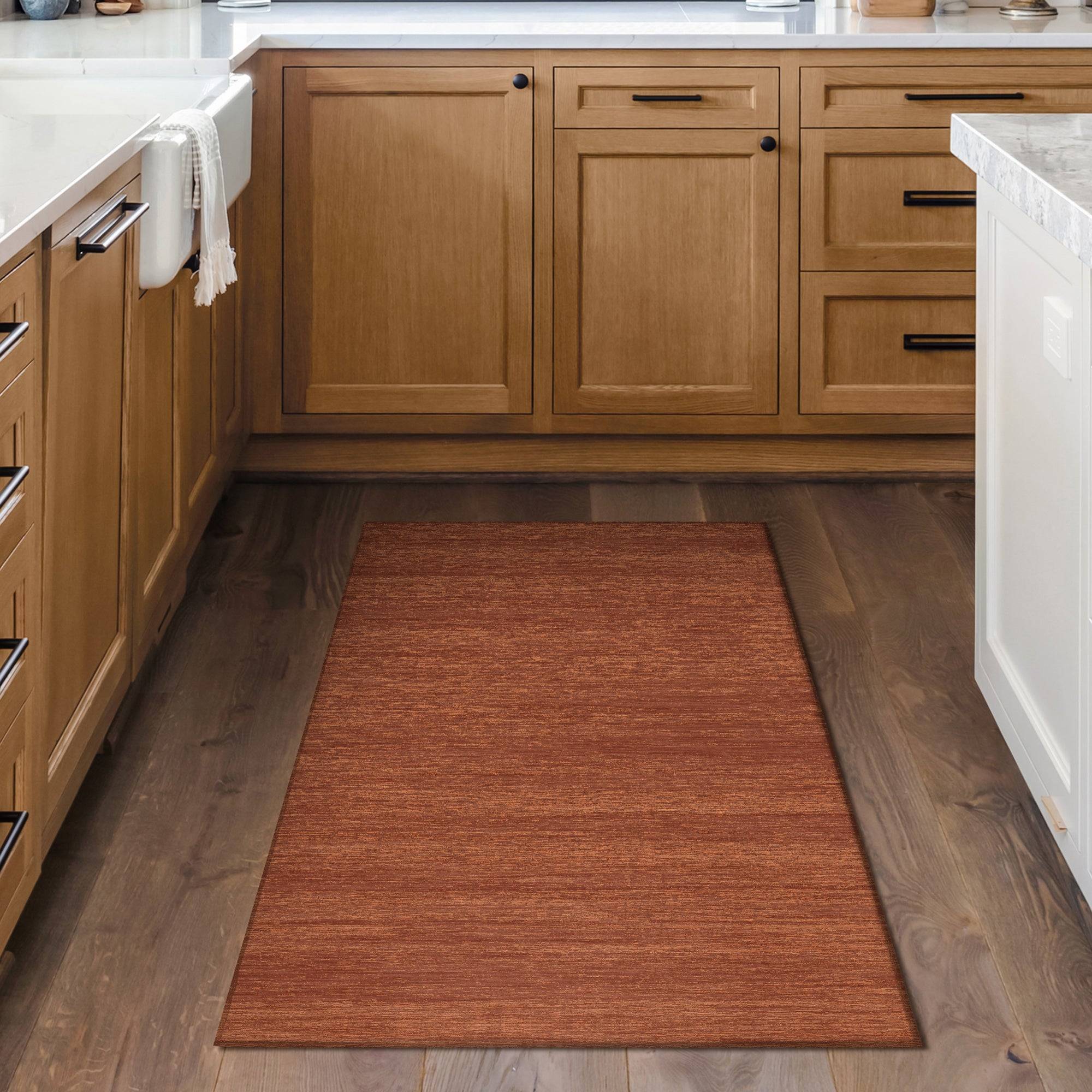 My Magic Carpet Solid Brick Machine Washable Rug