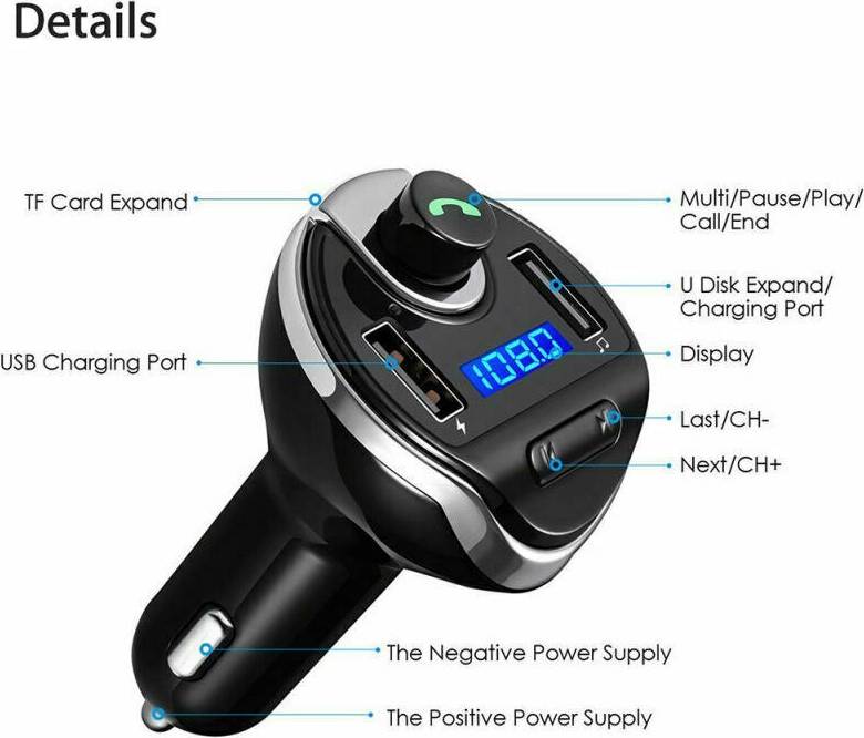 Trådlös fm sändare Trådlös In-Car Bluetooth FM Sändaradapter