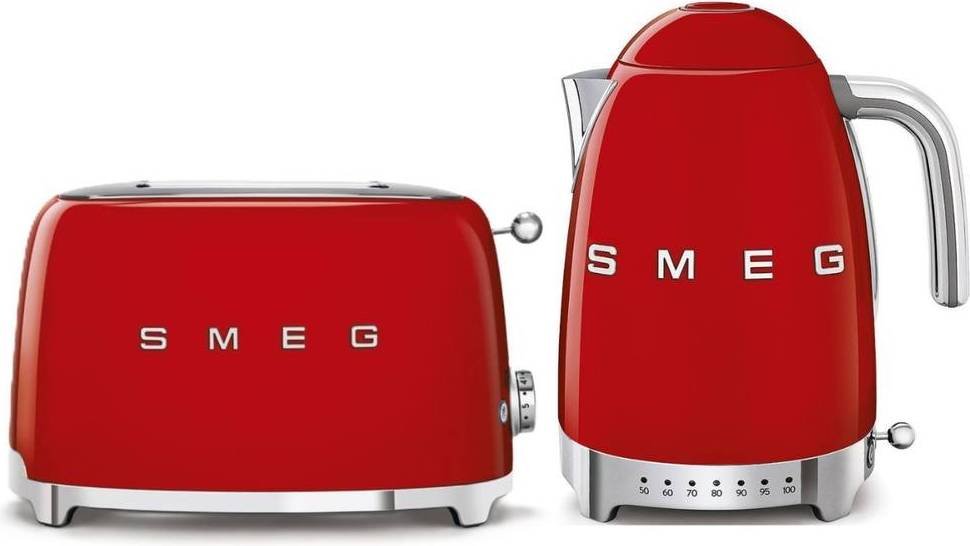 Red toaster and kettle Smeg Variable Kettle 2 Slice Toaster Red