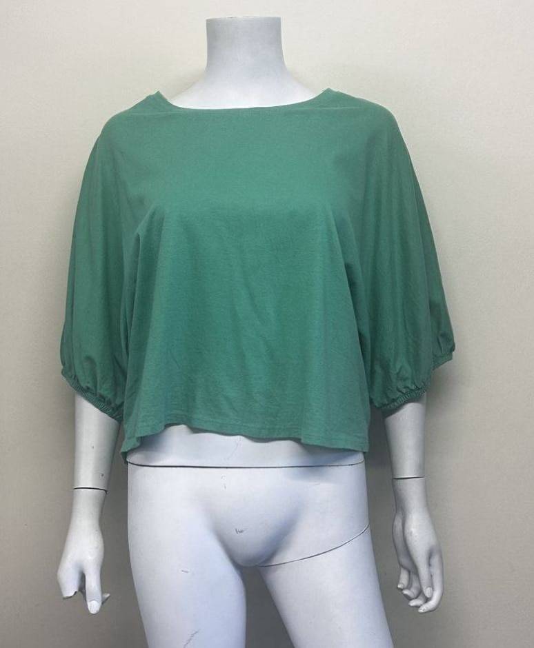 Zara Zara Ruffled Sleeve Top - Green