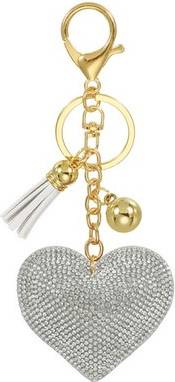 Car key holder Uxcell Rhinestone Heart Shape Keychain Key Charm Car Keys - White