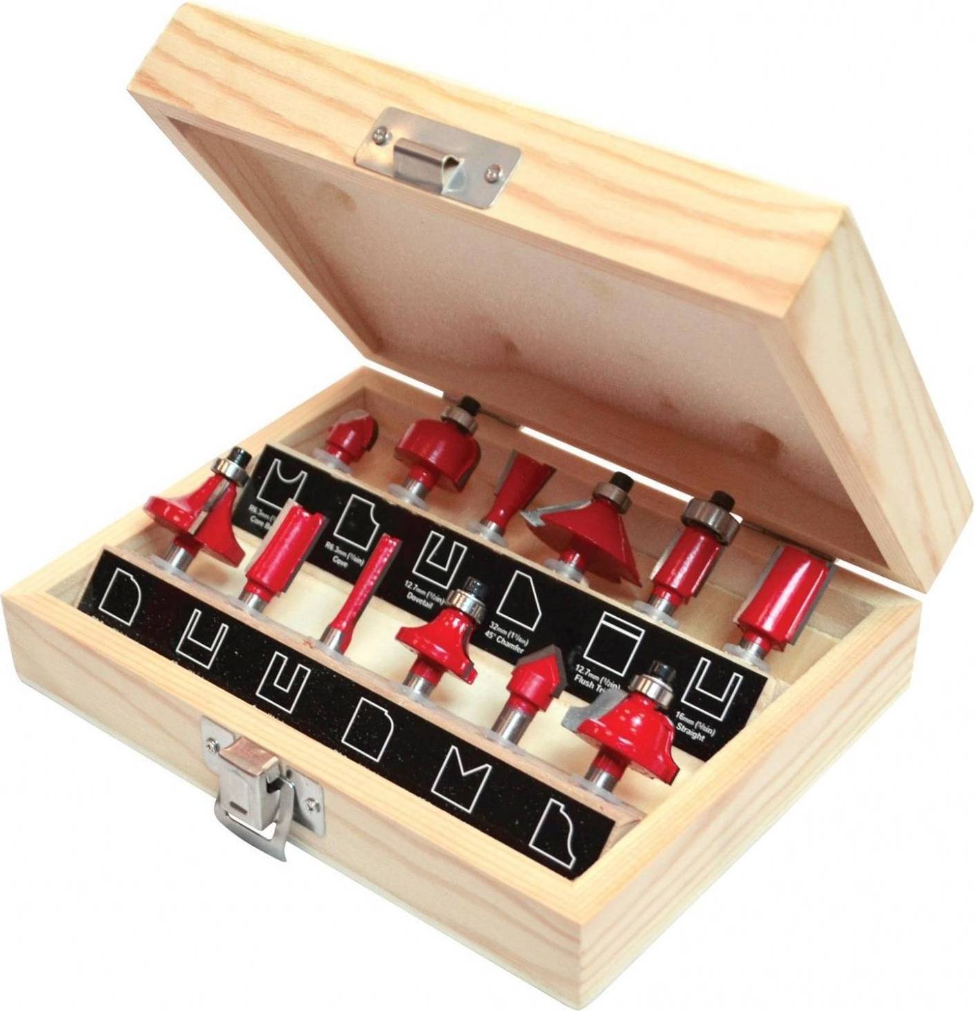 Faithfull 1/4in Tct Router Bit Set 12 Pcs
