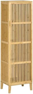 Mobile a colonna bagno Homcom Mobile Bambù 4 Ripiani Porta Doghe