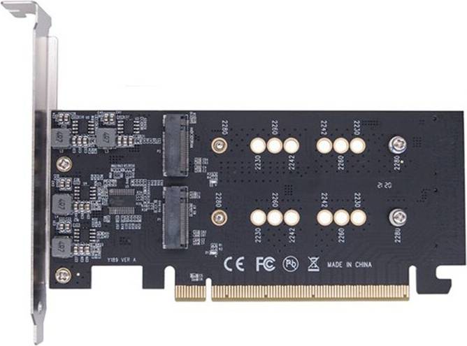 M.2 M Key SSD to PCIe X16 4 Bay Split Array Card