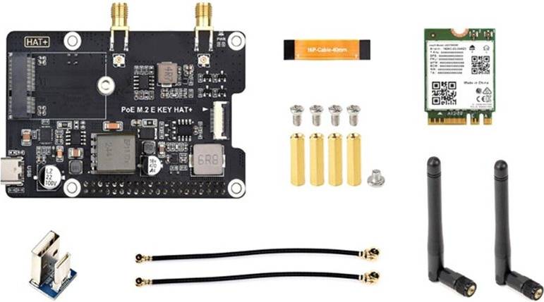 Torribaly Adaptador PCIe M.2 e Key PoE para Raspberry Pi 5
