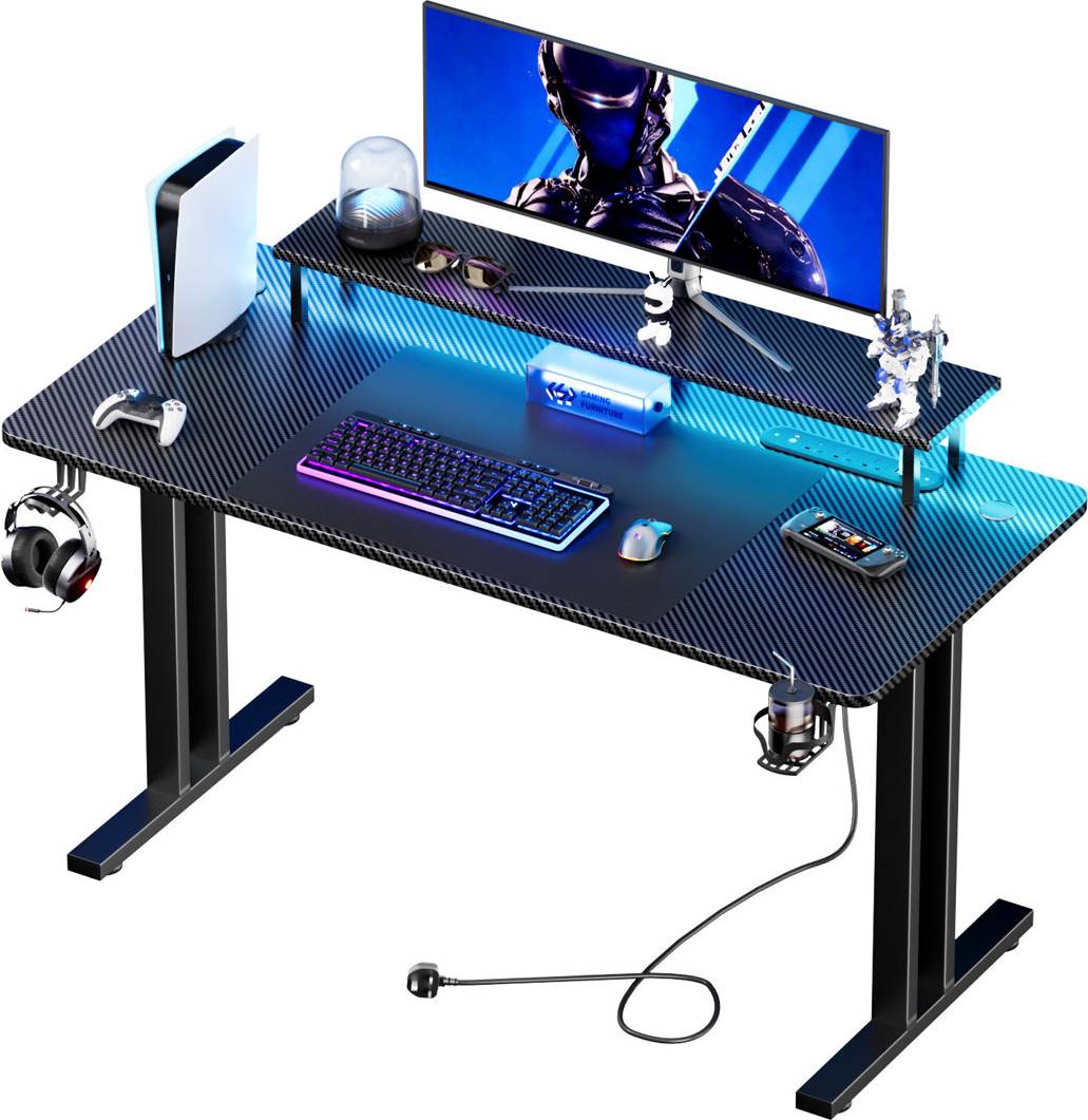 Inbox Zero Metal Base Computer Desk Power Outlet