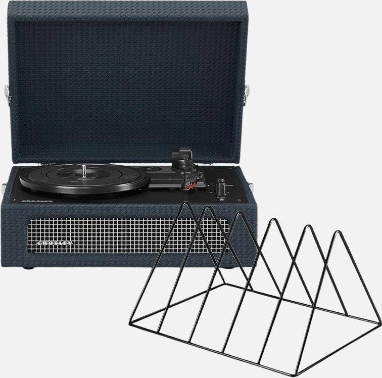 Crosley Voyager Bluetooth Turntable Vinyl Rack Bundle
