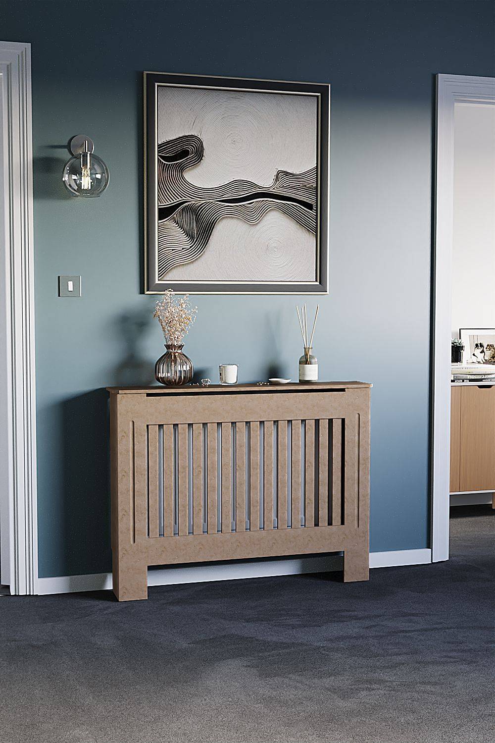 Home Discount Chelsea MDF Radiator Cover Heating Cabinet - Brown