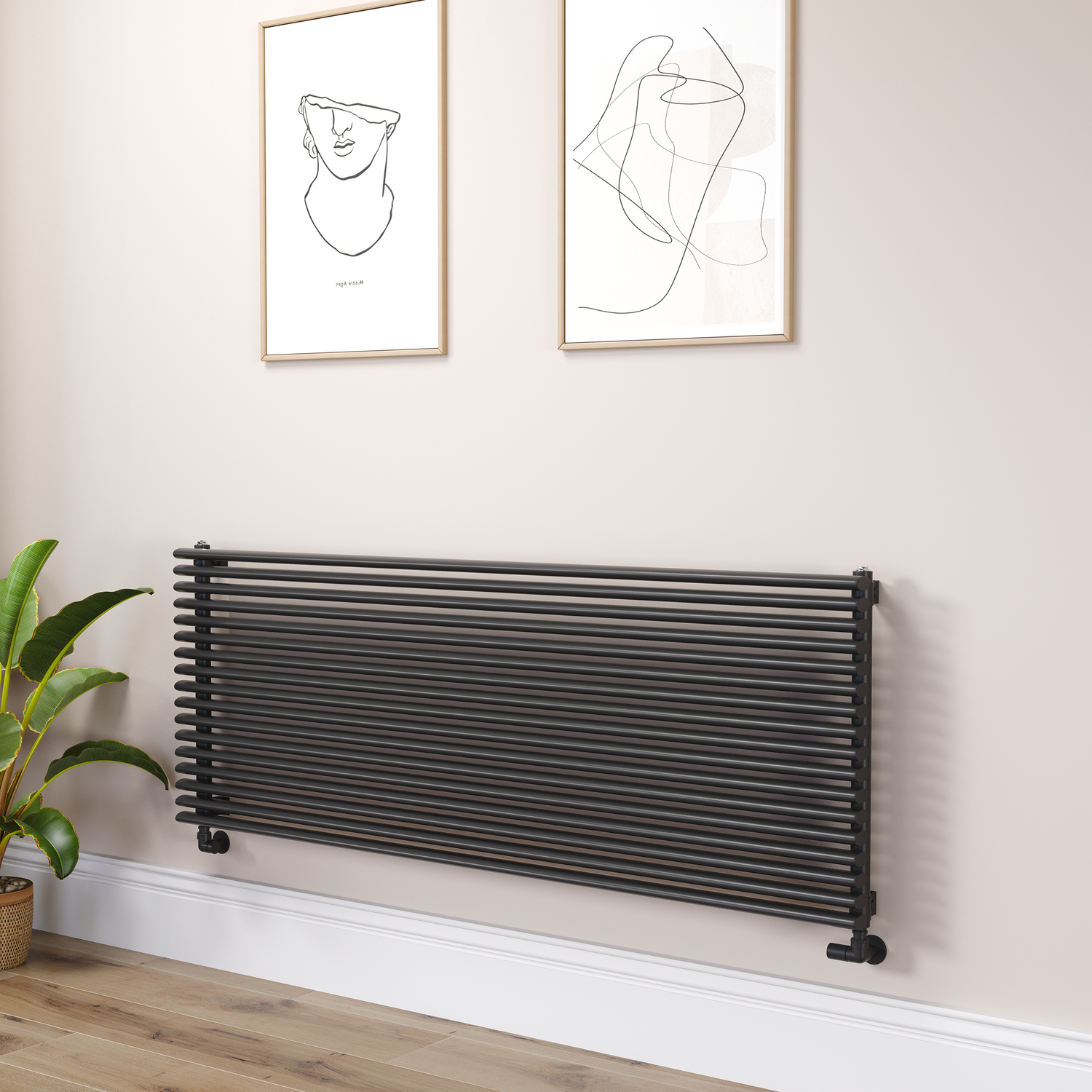 Linea Midnight Black Oval Unique Designer Radiator