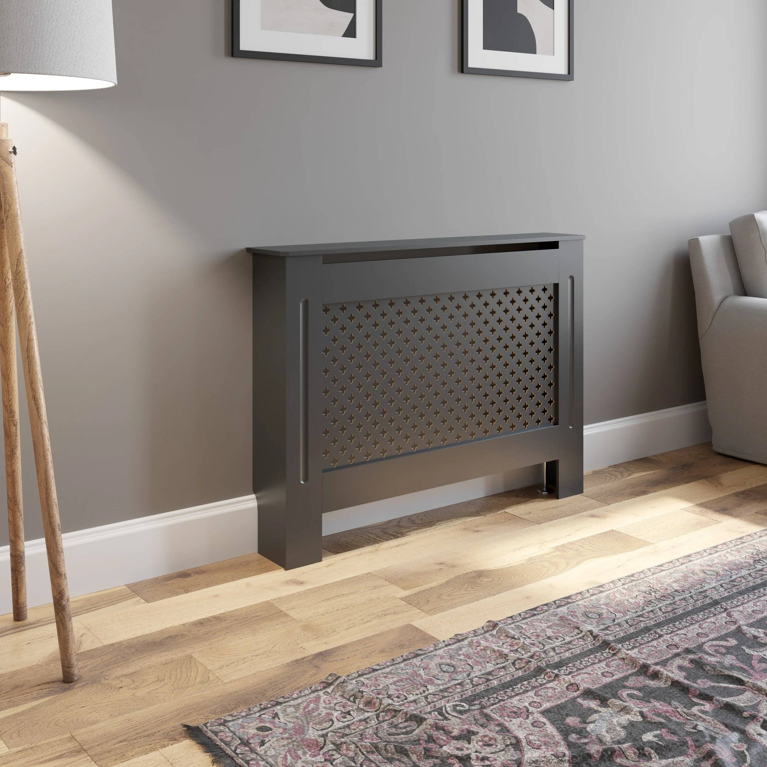 Dark Grey Radiator Cover Medium Cross Pattern 1120mm