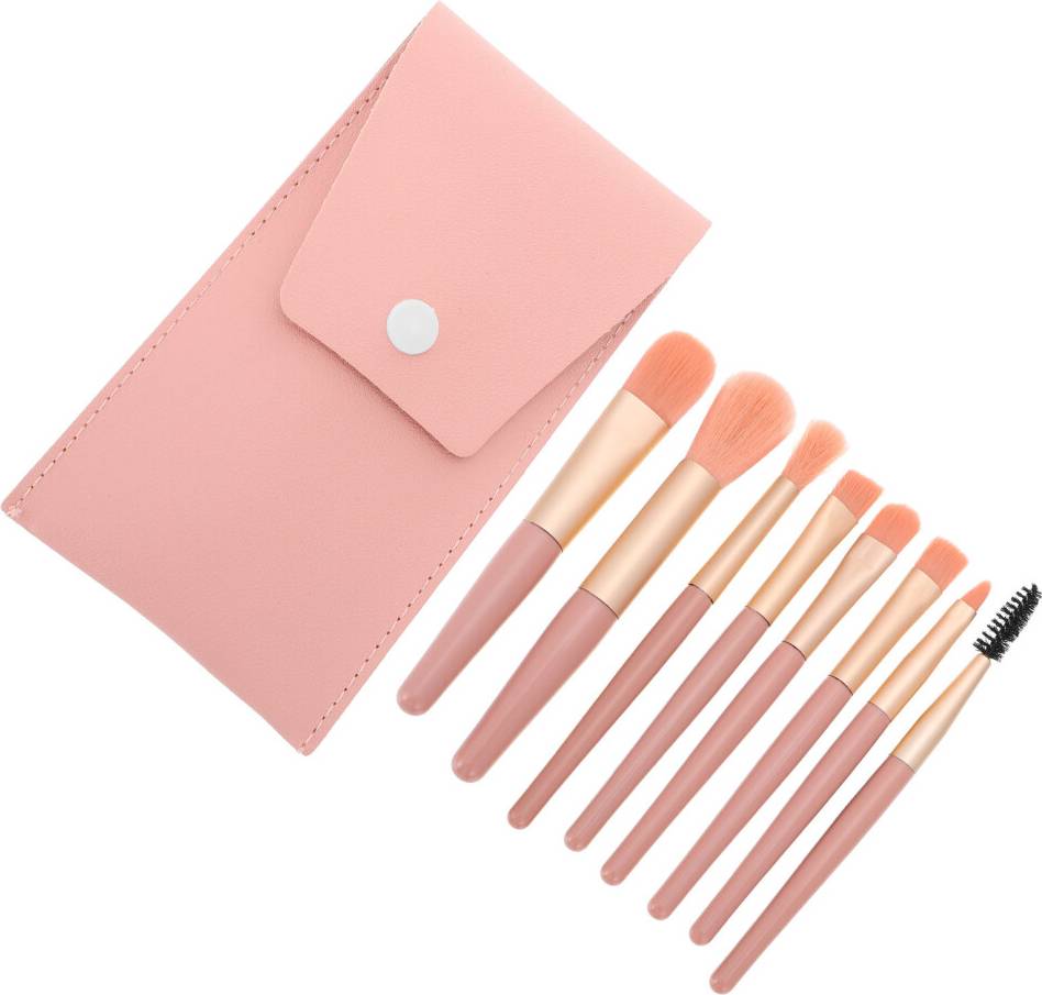 iplusmile Compact Pink Cosmetics Brush Set with Sturdy Handle