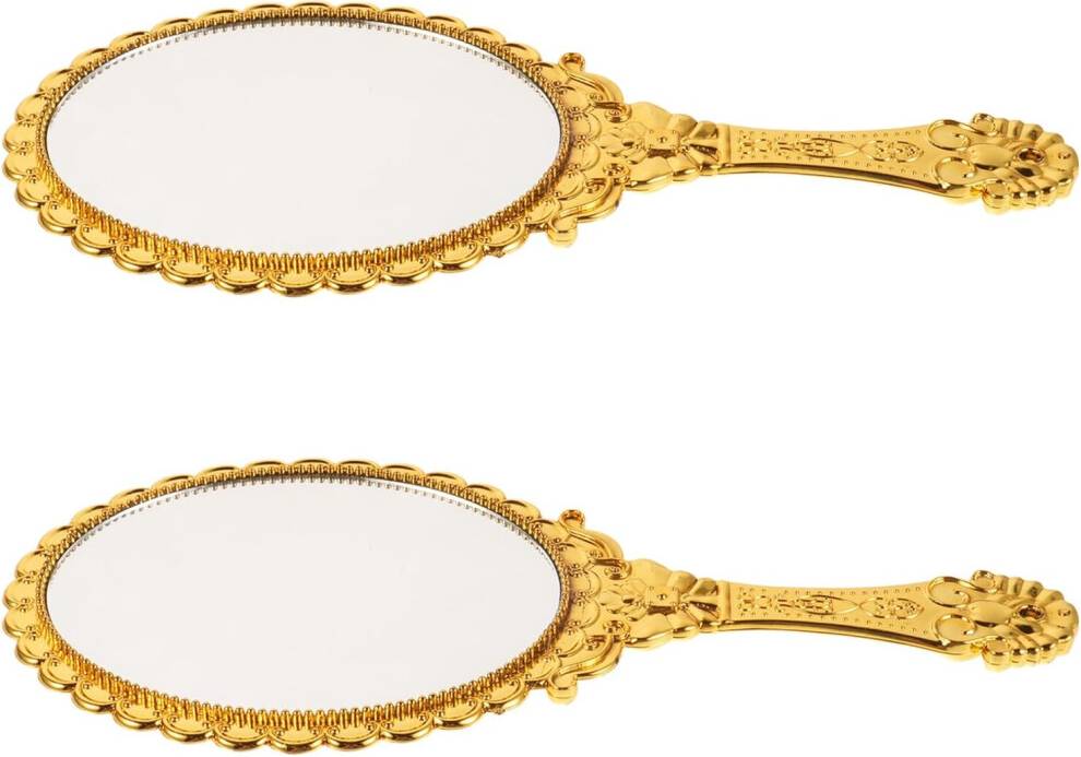 HKHBJS Retro Handheld Makeup Mirror Embossed Flower Design Compact