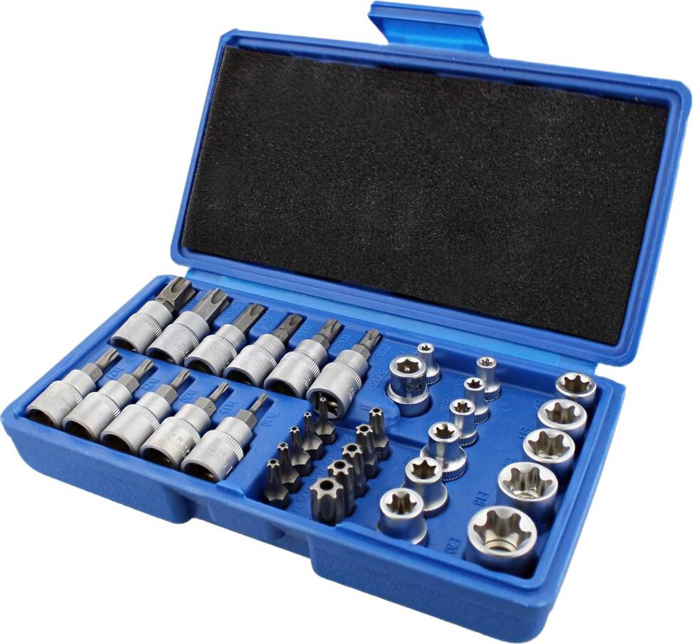 Melitt 34Pcs Torx Socket Set Bit Male Female Socket Bit