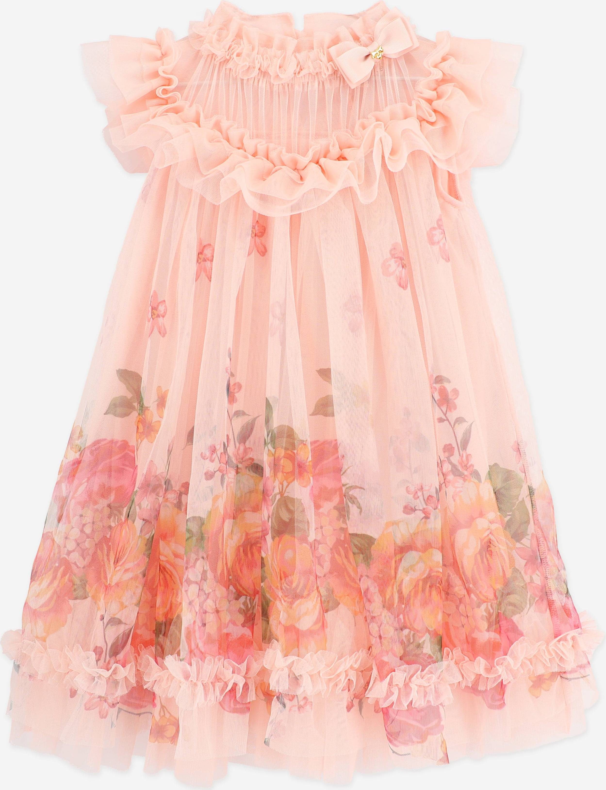 Dominique Roses Border Print Dress - Pink