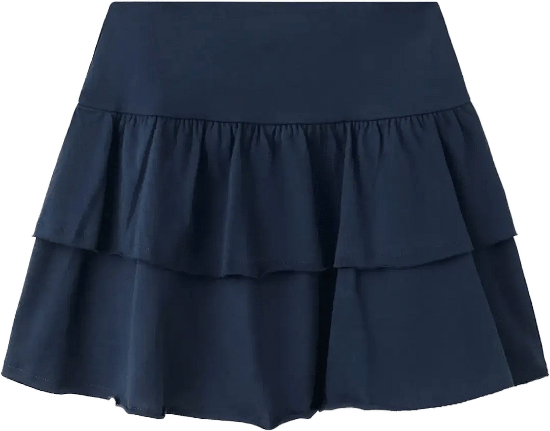 Mango Ruffled Cotton Skirt - Navy