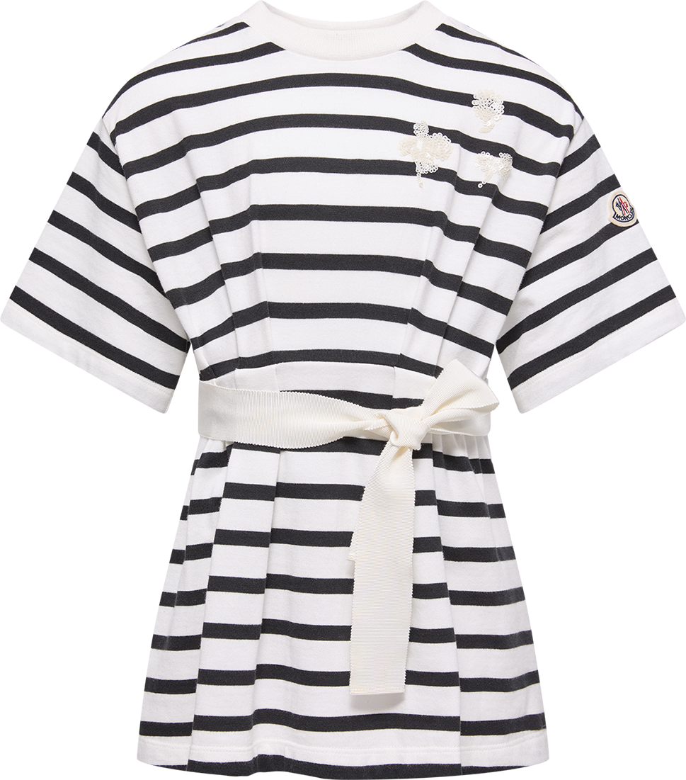 Moncler Enfant Robe En Coton Rayé Multicolore