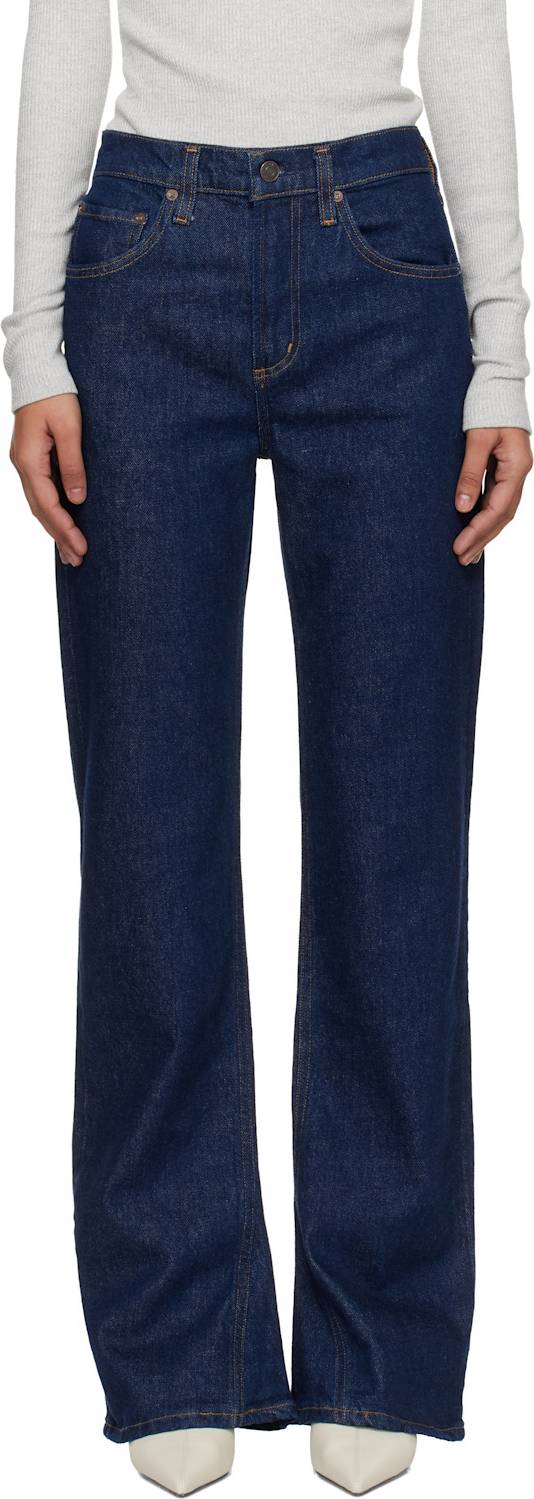 Agolde Blue Stretch Denim Mid Rise Kick Boot Jeans - Blue