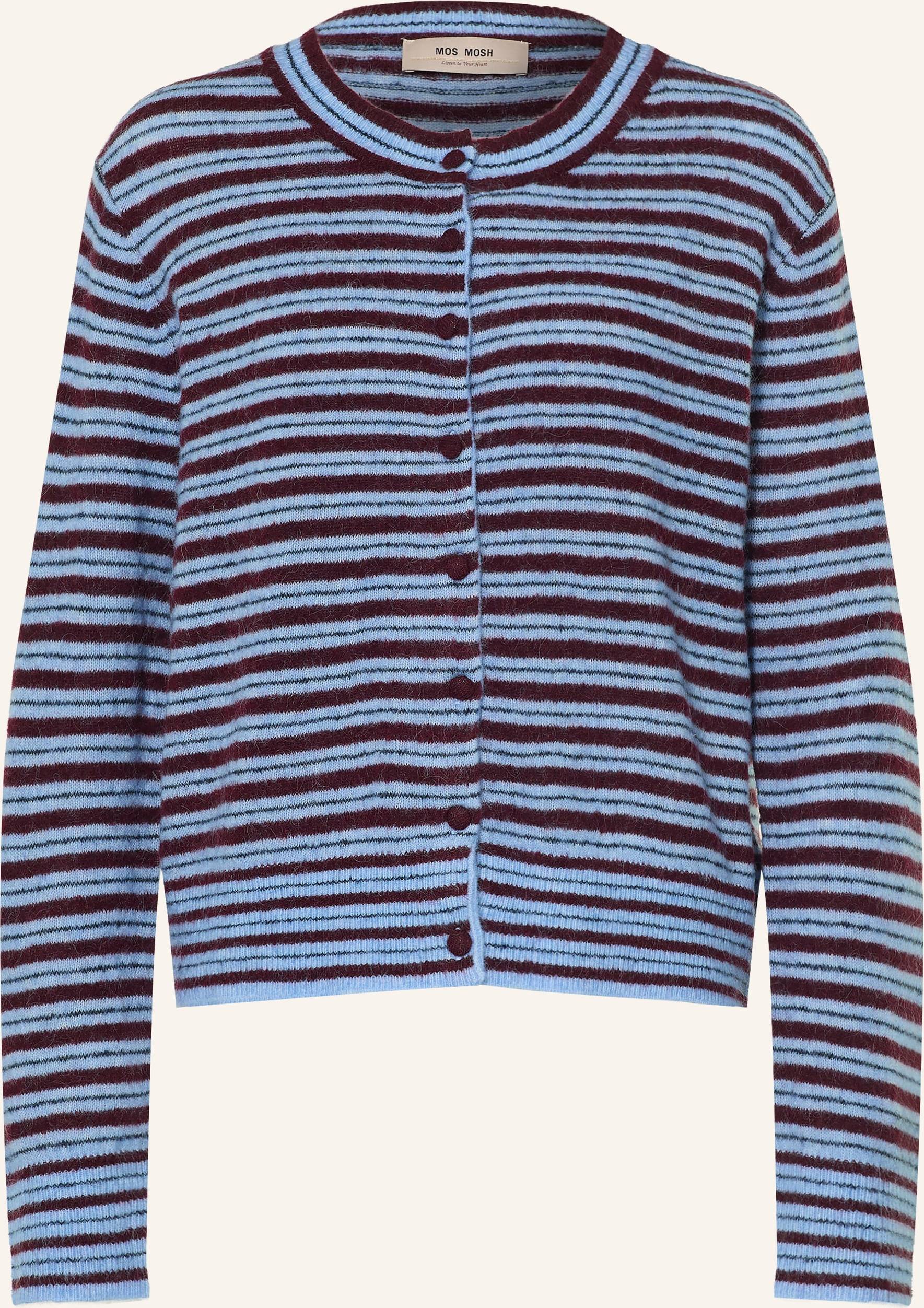 Cardigan Rayé Laine Mélangée Femme - Rouge