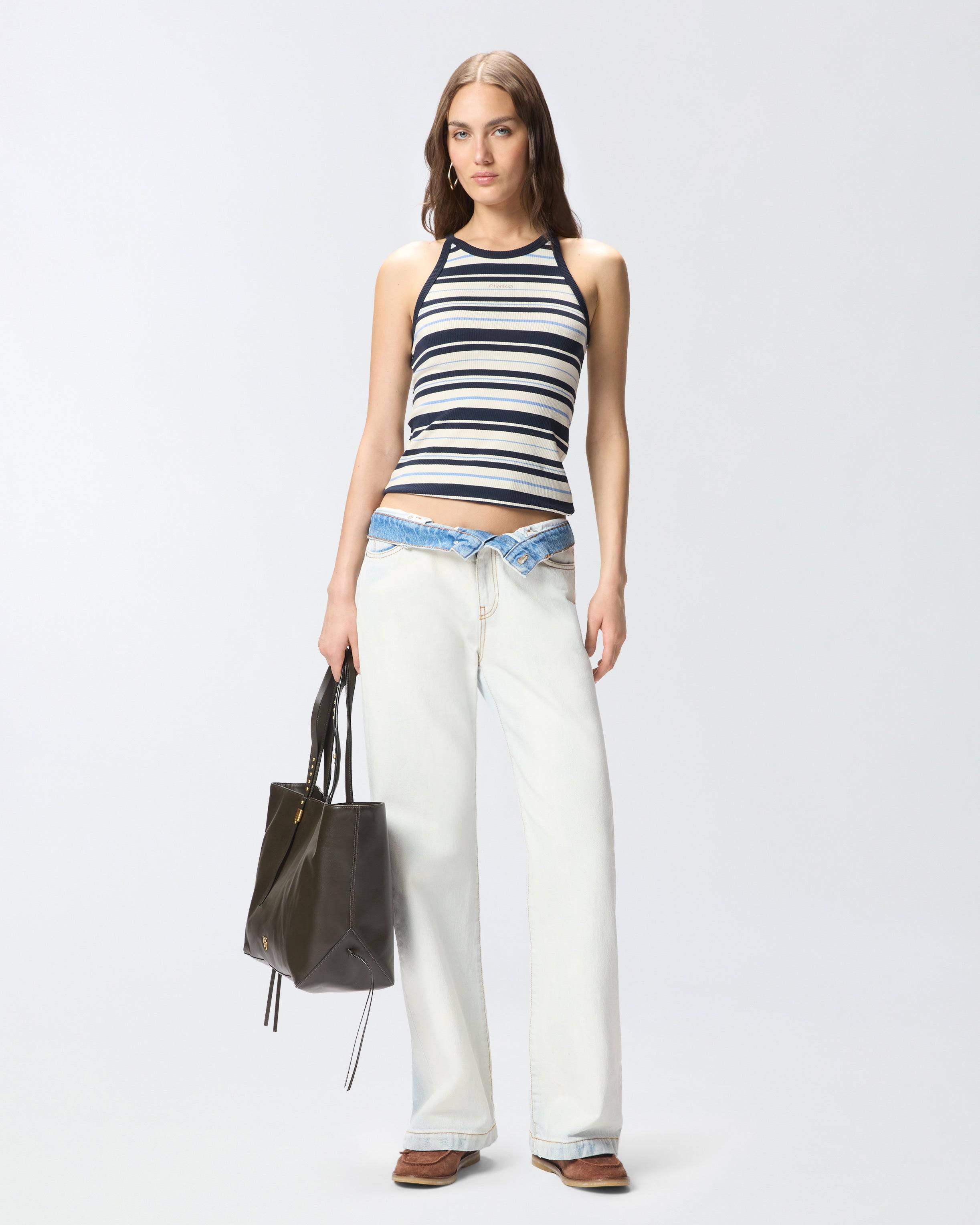 Pinko Jean à Taille Rabattable Contrastante -