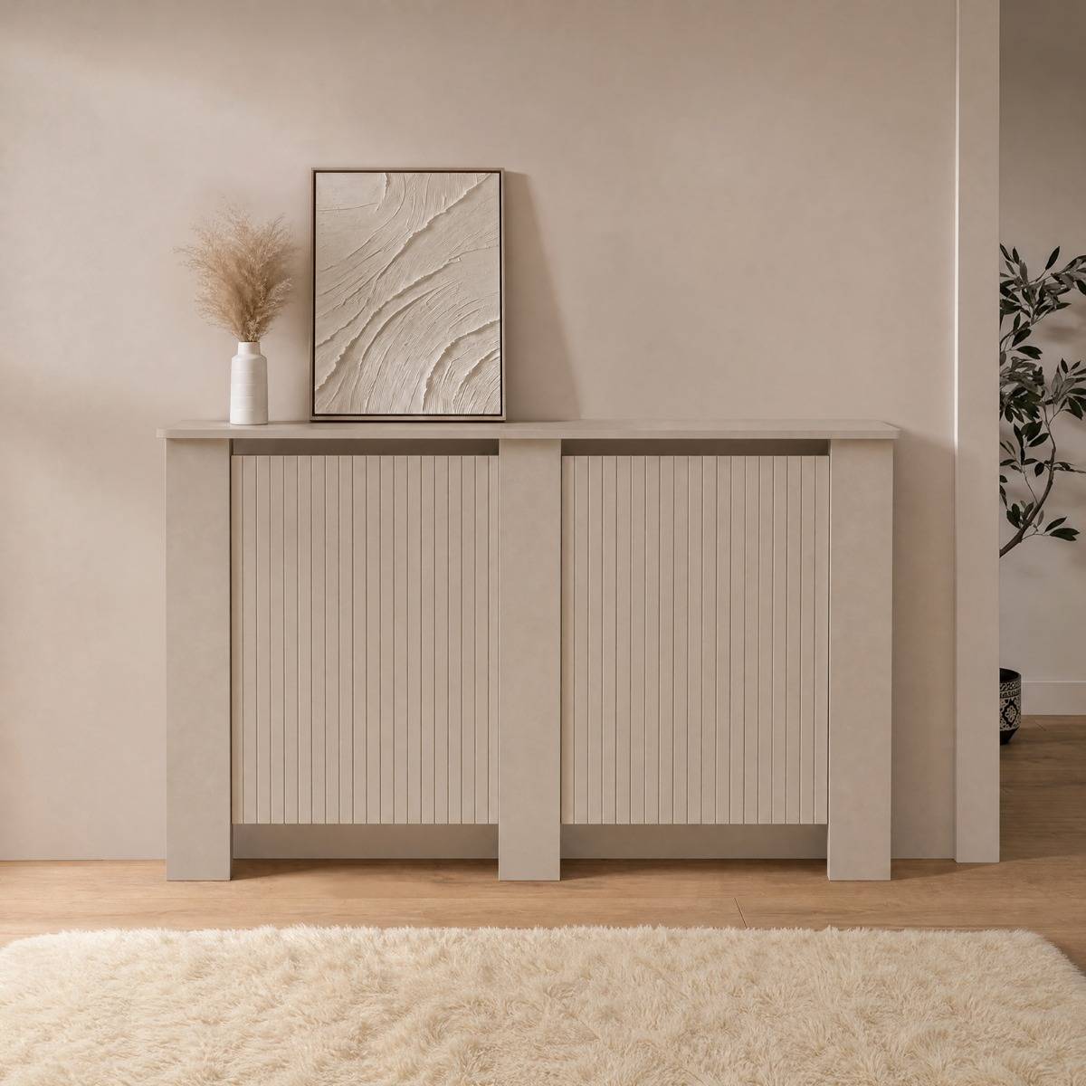 OHS Ribbed Radiator Cover Stone Medium Grey