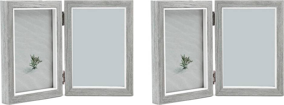 Typecat Double Picture Frame 4X6in Rustic Grey Photo Frame 2pcs